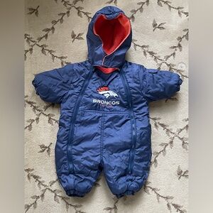 Broncos Infant Reversible One Piece Snowsuit in Blue and Orange